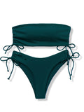 New split bandeau strap bikini solid color sexy multi-color swimsuit