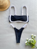 New style stitched tube top sexy split women's swimsuit