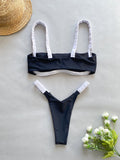 New style stitched tube top sexy split women's swimsuit