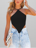 New fashionable and sexy solid color knitted vest backless strappy top