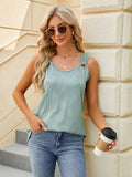 Women's new water wave solid color sleeveless metal ring loose vest
