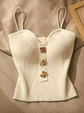 New style knitted tube top camisole with decorative buttoned blouse inside
