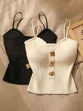 New style knitted tube top camisole with decorative buttoned blouse inside