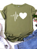 New women's casual EKG printed short-sleeved T-shirt