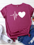 New women's casual EKG printed short-sleeved T-shirt