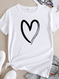 New women's casual cotton love pattern short-sleeved T-shirt
