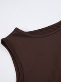 Hot girl versatile irregular hollow solid color sleeveless vest top