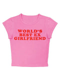 Women's Trendy Short Tight Lettering Printed T-Shirt Hot Girl Top