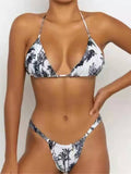 New women's strappy solid color padded push up bikini