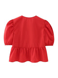 New women's hottie fashion slim fit strappy puff sleeve short sleeve shirt top