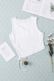 White Solid Color Cutout Side Drawstring Tank Top