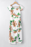 Green Floral Print Off Shoulder Slit Bodycon Midi Dress