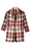 Fiery Red Plaid Button Up Lapel Jacket