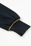 Black Contrast Stitching Split Baggy Sweatshirt