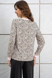 Apricot Animal Spotted Print Round Neck Long Sleeve Top