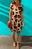 V Neck Leopard T-shirt Dress with Twist