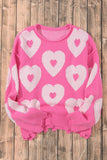 Bonbon Pearl Beaded Heart Drop Shoulder Sweater