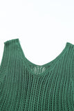 Green Hollowed Knit V Neck Tank Top