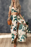 Apricot Tropical Print Crop Top and Maxi Skirt Set