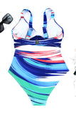 Multicolor Abstract Print Twist High Waist Bikini Swimsuit