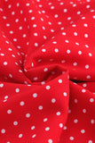 Fiery Red Polka Dot V Neck Ruffle Sleeve Dress