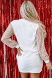 White Sequin Puff Sleeve Shift Mini Dress