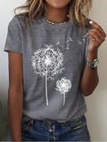 Women's T-shirt Printed Short Sleeve Basic Round Neck Regular Fit