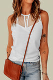 White Strappy Mesh Splicing Ribbed Tank Top