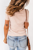 Apricot Strappy Hollow-out Neck Rib Knit T Shirt