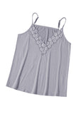 Gray Lace Splicing V Neck Cami Top