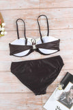 Brown Gradient Color Block Push Up Bikini Swimwear