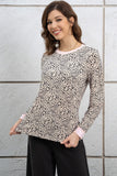 Apricot Animal Spotted Print Round Neck Long Sleeve Top