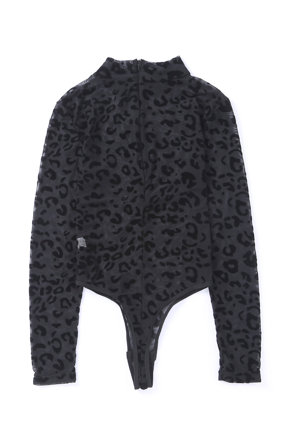 Black Mock Neck Long Sleeve Zebra Print Bodysuit