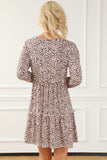 Leopard Animal Print Tiered Long Sleeve Dress