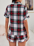 Spring-Summer Sleeveless Plaid Knit Pajama Set with Welt Pocket