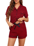 Plaid Knit Retro Sleeveless Pajama Set