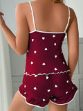 Women's love printed suspender soft homewear suit