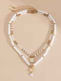 Bohemian retro temperament soft clay necklace, ethnic style simple love crystal necklace