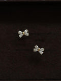 14k gold plated earrings, four diamond bows, sweet design mini earrings