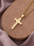 New Simple Cross Zirconia Pendant Pendant Necklace