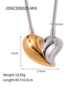 New simple 18K gold non-fading large heart-shaped earrings/necklace