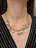 New Bohemian Metal Ancient Coin Multi-Pendant Devil's Eye Necklace
