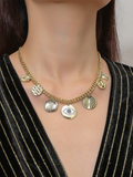New Bohemian Metal Ancient Coin Multi-Pendant Devil's Eye Necklace