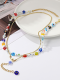 Five-pointed star stacked zircon metal necklace multi-layer necklace new style
