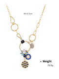 New mystical coin-set diamond relief small pendant bib necklace