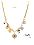 New mystical coin-set diamond relief small pendant bib necklace