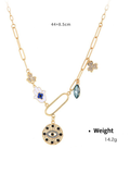 New mystical coin-set diamond relief small pendant bib necklace