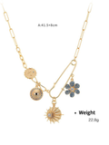 New mystical coin-set diamond relief small pendant bib necklace