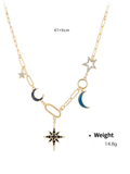 New mystical coin-set diamond relief small pendant bib necklace
