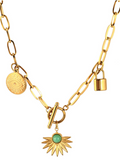 Leaves Devil's Eye Lock Pendant OT Buckle Collarbone Necklace